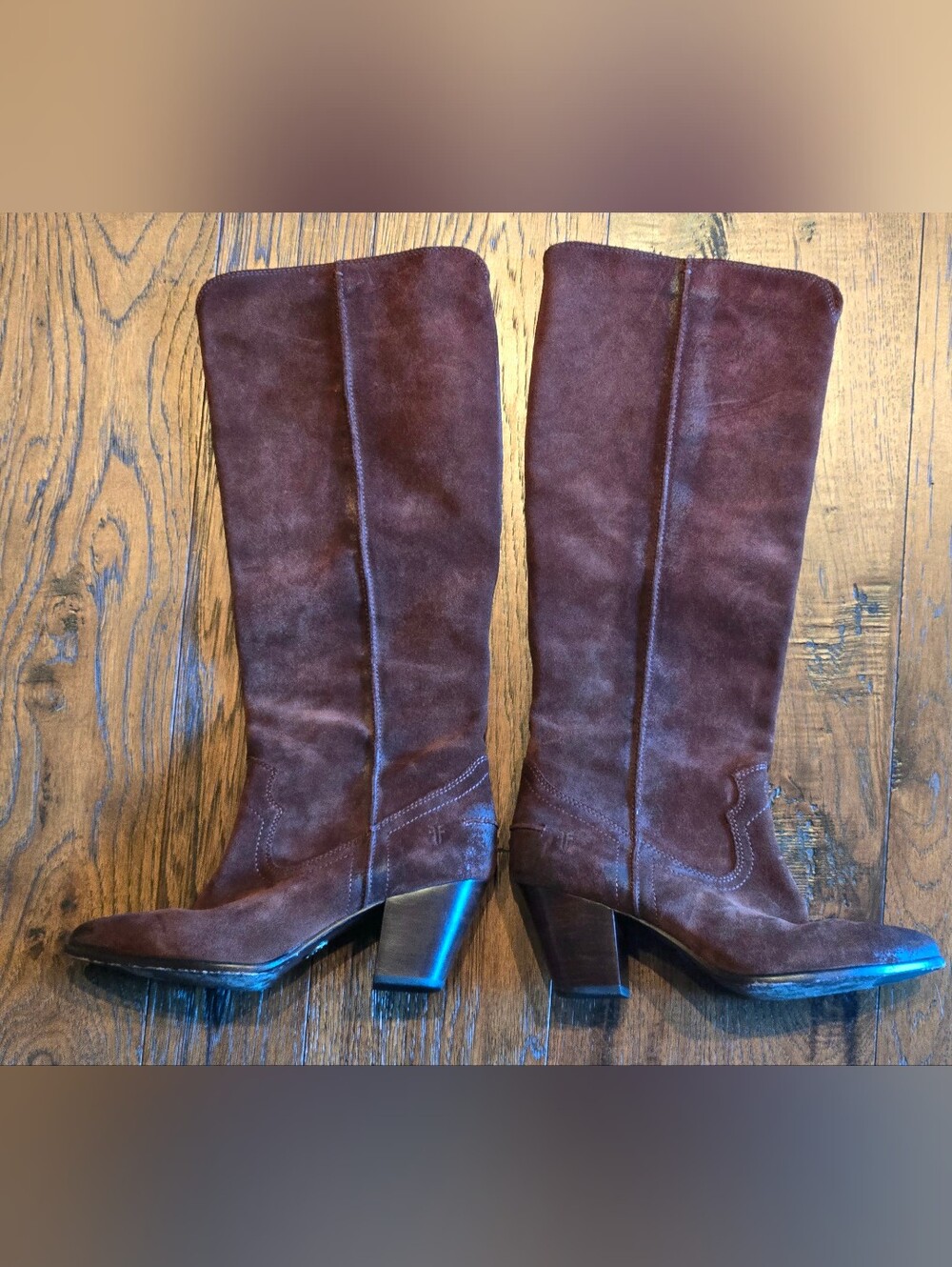 Frye Renee Seam Tall Suede Leather Riding Boots in Brown